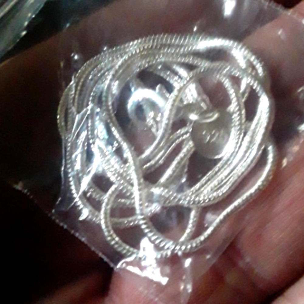 925 Sterling Silver Necklace 24"(Not Plated)